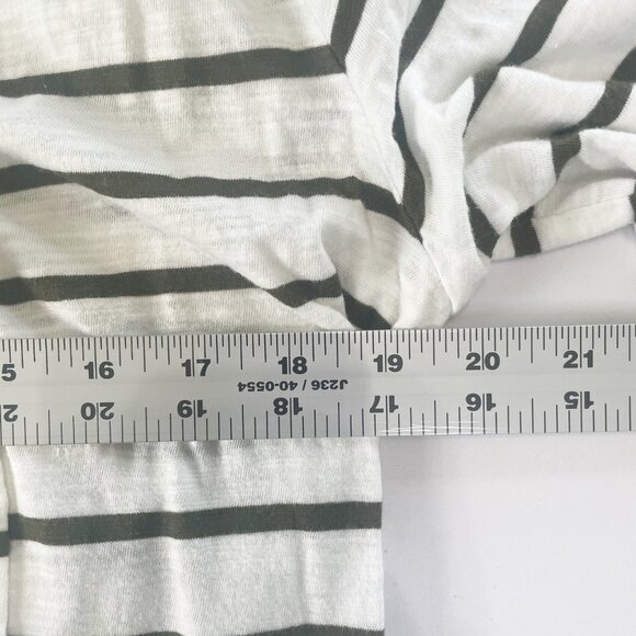 Talbots Open Front Cardigan Size Petite S SP Olive Green Striped 3/4 Sleeve - Picture 7 of 11